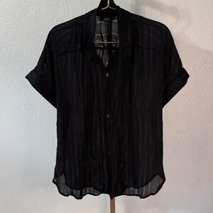 Lulu's Black with stripes Sheer Blouse- large